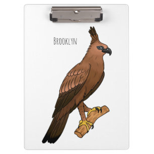 Javan hawk eagle bird cartoon illustration clipboard