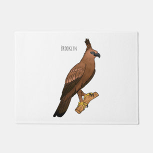 Javan hawk eagle bird cartoon illustration doormat