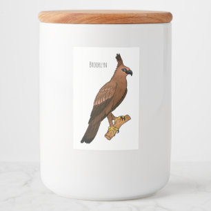 Javan hawk eagle bird cartoon illustration food label