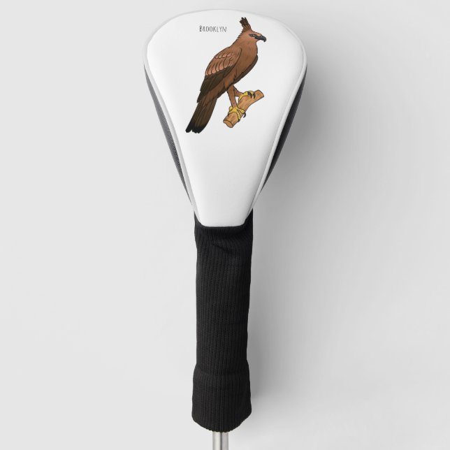 Javan hawk eagle bird cartoon illustration  golf head cover (Front)