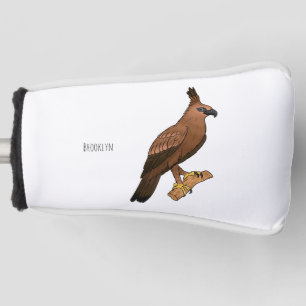 Javan hawk eagle bird cartoon illustration golf head cover