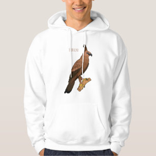 Javan hawk eagle bird cartoon illustration  hoodie