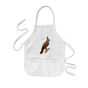 Javan hawk eagle bird cartoon illustration kids apron