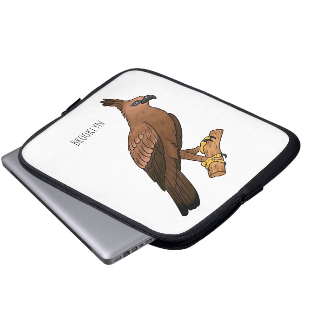Javan hawk eagle bird cartoon illustration  laptop sleeve (Front Bottom)