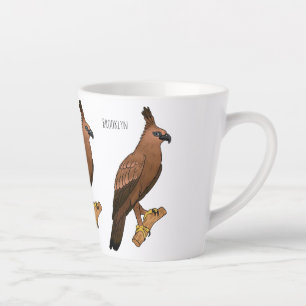 Javan hawk eagle bird cartoon illustration latte mug