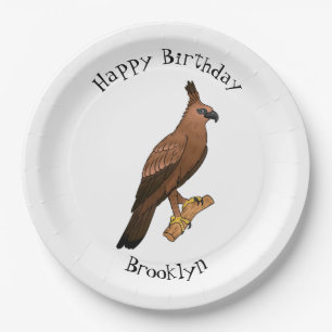 Javan hawk eagle bird cartoon illustration paper plate