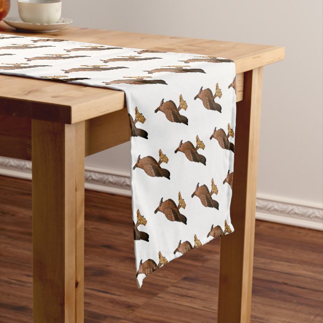 Javan hawk eagle bird cartoon illustration  short table runner (In Situ)