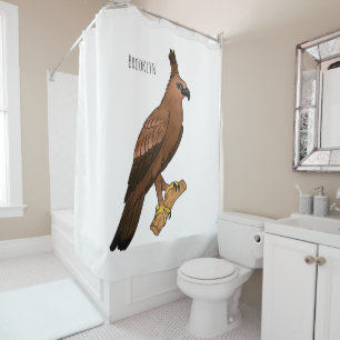 Javan hawk eagle bird cartoon illustration shower curtain