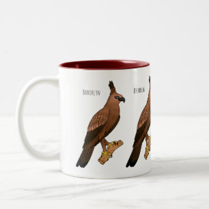 Javan hawk eagle bird cartoon illustration  Two-Tone coffee mug