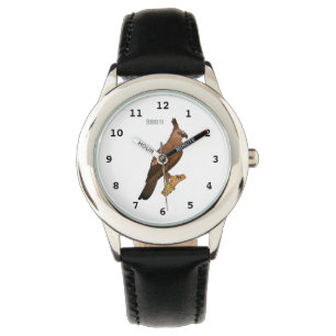 Javan hawk eagle bird cartoon illustration watch