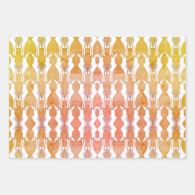 Javan Myna Bird Wrapping Paper Flat Sheet Set of 3 (Front)