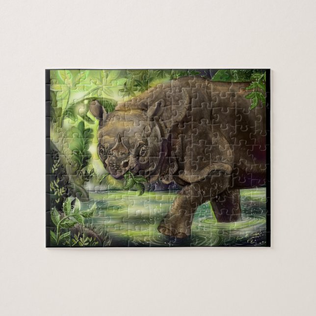 Javan Rhino Art Jigsaw Puzzle (Horizontal)