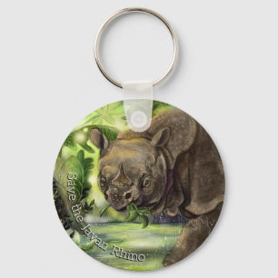 Javan Rhino Art Key Ring
