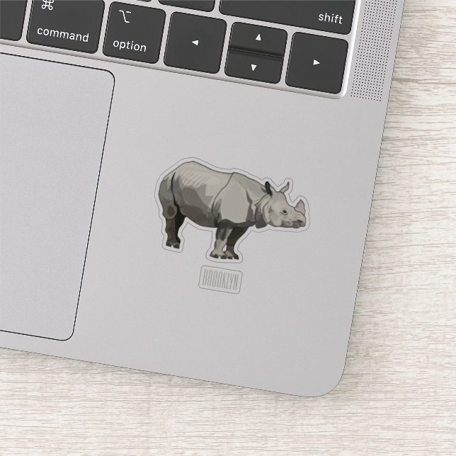 Javan rhinoceros cartoon illustration (Detail)