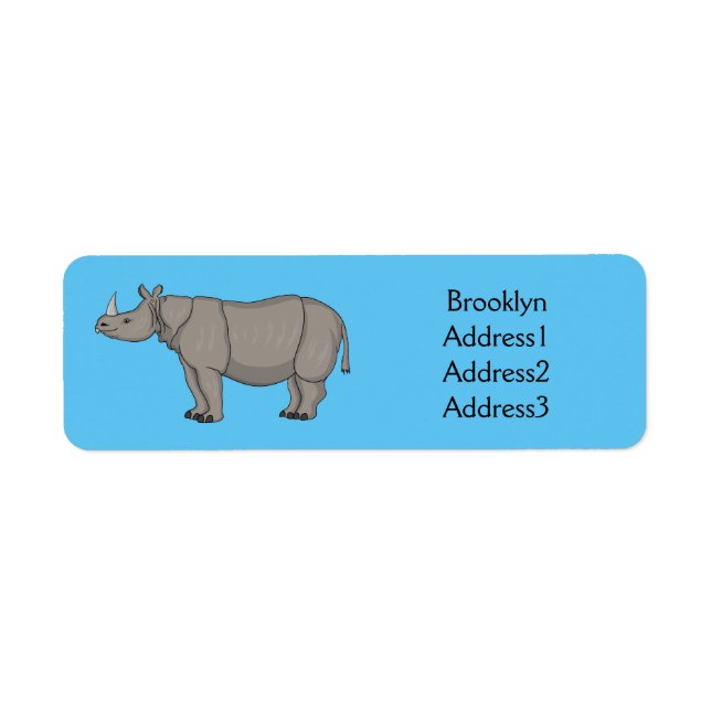 Javan rhinoceros cartoon illustration (Front)