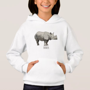 Javan rhinoceros cartoon illustration