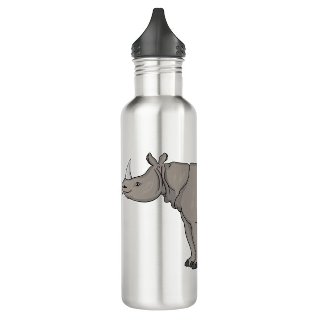 Javan rhinoceros cartoon illustration  710 ml water bottle (Left)