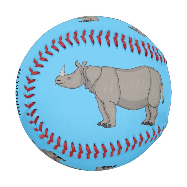 Javan rhinoceros cartoon illustration baseball (Front Left)