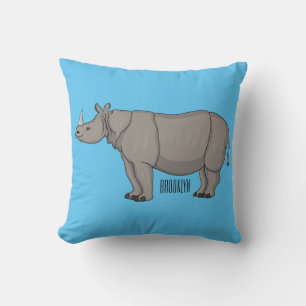 Javan rhinoceros cartoon illustration cushion