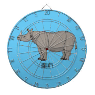 Javan rhinoceros cartoon illustration  dartboard
