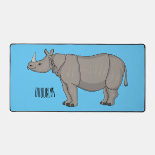 Javan rhinoceros cartoon illustration  desk mat
