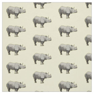 Javan rhinoceros cartoon illustration fabric