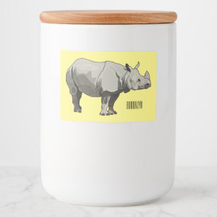 Javan rhinoceros cartoon illustration food label