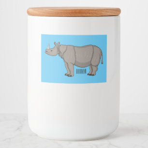 Javan rhinoceros cartoon illustration food label
