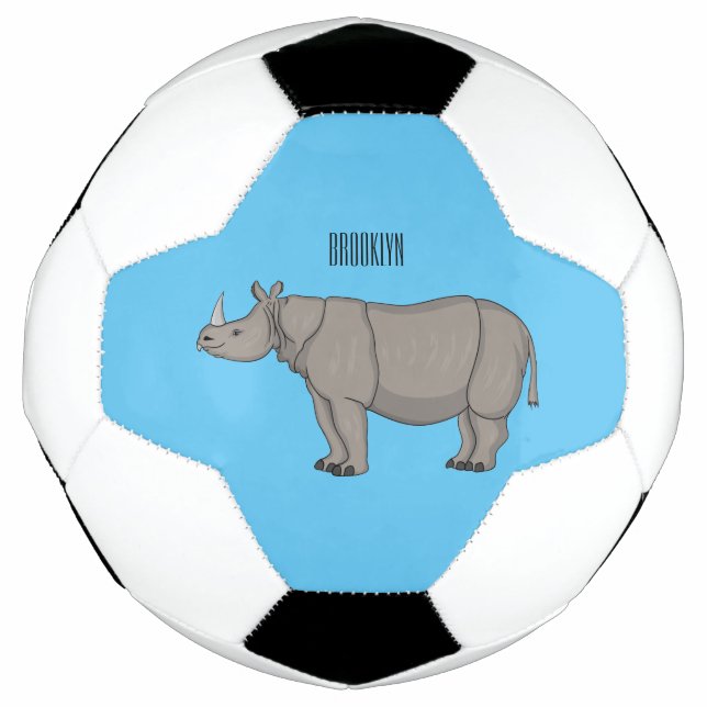 Javan rhinoceros cartoon illustration football (Front)
