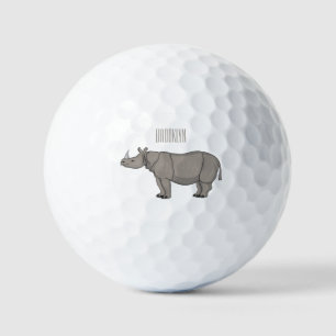 Javan rhinoceros cartoon illustration golf balls