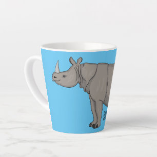 Javan rhinoceros cartoon illustration latte mug