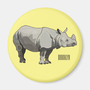 Javan rhinoceros cartoon illustration magnet
