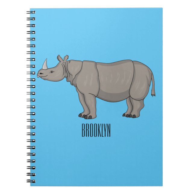 Javan rhinoceros cartoon illustration  notebook (Front)
