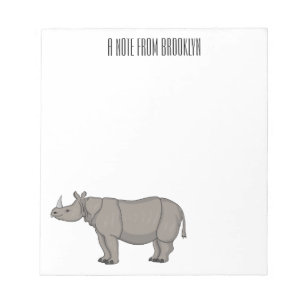 Javan rhinoceros cartoon illustration  notepad