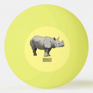 Javan rhinoceros cartoon illustration ping pong ball