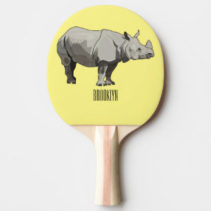 Javan rhinoceros cartoon illustration ping pong paddle
