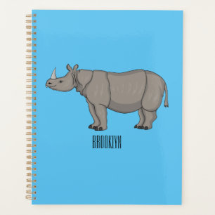 Javan rhinoceros cartoon illustration planner