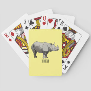 Javan rhinoceros cartoon illustration playing cards