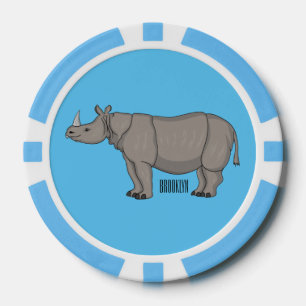 Javan rhinoceros cartoon illustration poker chips