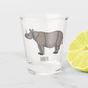 Javan rhinoceros cartoon illustration shot glass