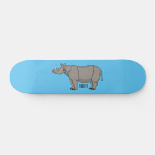 Javan rhinoceros cartoon illustration skateboard