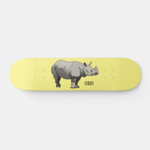 Javan rhinoceros cartoon illustration skateboard