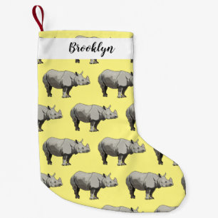 Javan rhinoceros cartoon illustration small christmas stocking