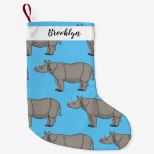 Javan rhinoceros cartoon illustration small christmas stocking
