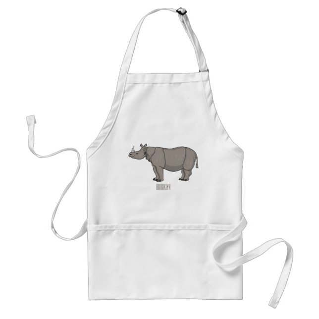 Javan rhinoceros cartoon illustration  standard apron (Front)