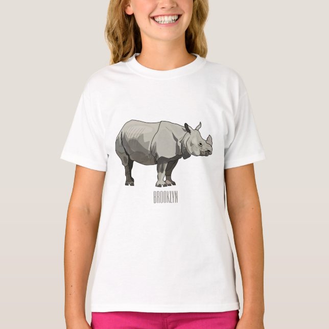 Javan rhinoceros cartoon illustration T-Shirt (Front)