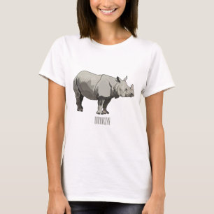 Javan rhinoceros cartoon illustration T-Shirt