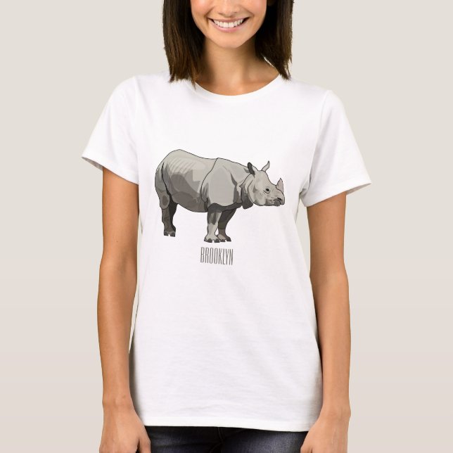 Javan rhinoceros cartoon illustration T-Shirt (Front)