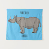 Javan rhinoceros cartoon illustration