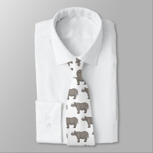 Javan rhinoceros cartoon illustration  tie